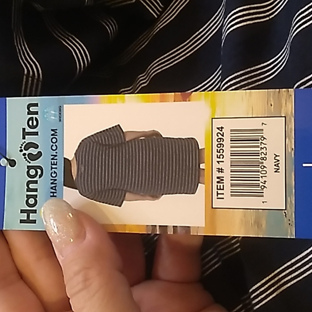 Hang Ten UV Protection UPF 50+ Blue & White Dress w Pockets Women's Large - Picture 6 of 6